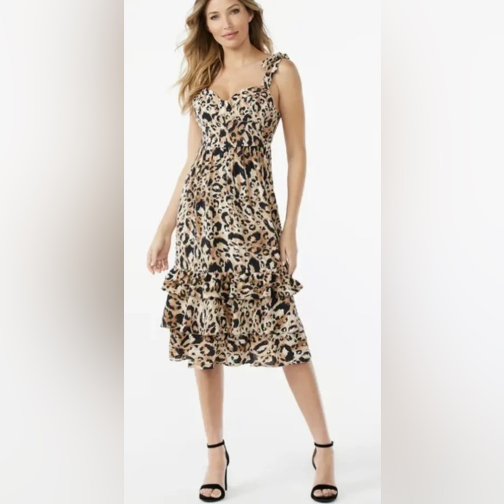 NWT Leopard Animal Print Dress Bustier Midi Sophia Sofia Vergara  Size XS